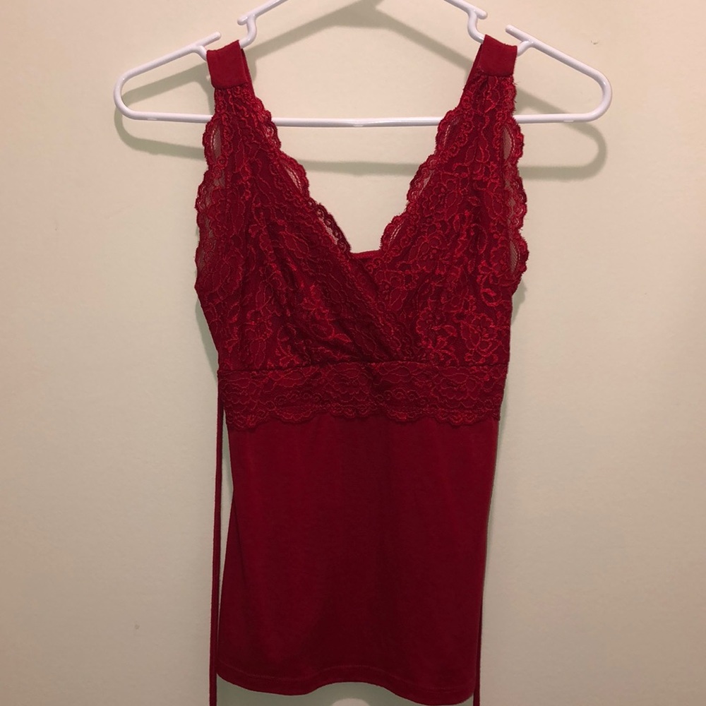 Red Lace Lined Top - Small